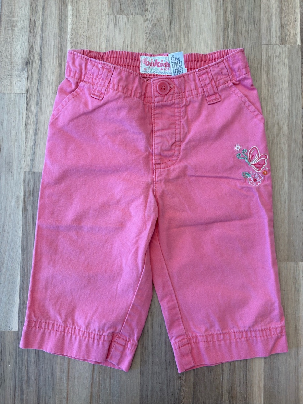 OshKosh B'gosh Vintage Toddler Girls Butterfly Embroidered Wide Leg Pants 18m